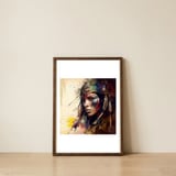 powerful-tribal-warrior-woman-side-gaze — framed, leaning against the wall thumbnail