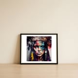 powerful-tribal-warrior-woman-front-gaze — framed, leaning against the wall thumbnail