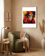 fiery-tribal-warrior-woman framed in a tender room thumbnail
