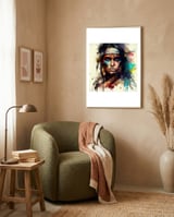 turquoise-warpaint-warrior framed in a tender room thumbnail