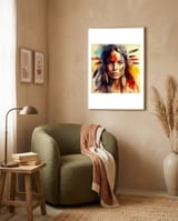feathered-tribal-warrior-portrait framed in a tender room thumbnail