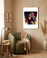 ceremonial-asian-warrior-woman-portrait framed in a tender room thumbnail