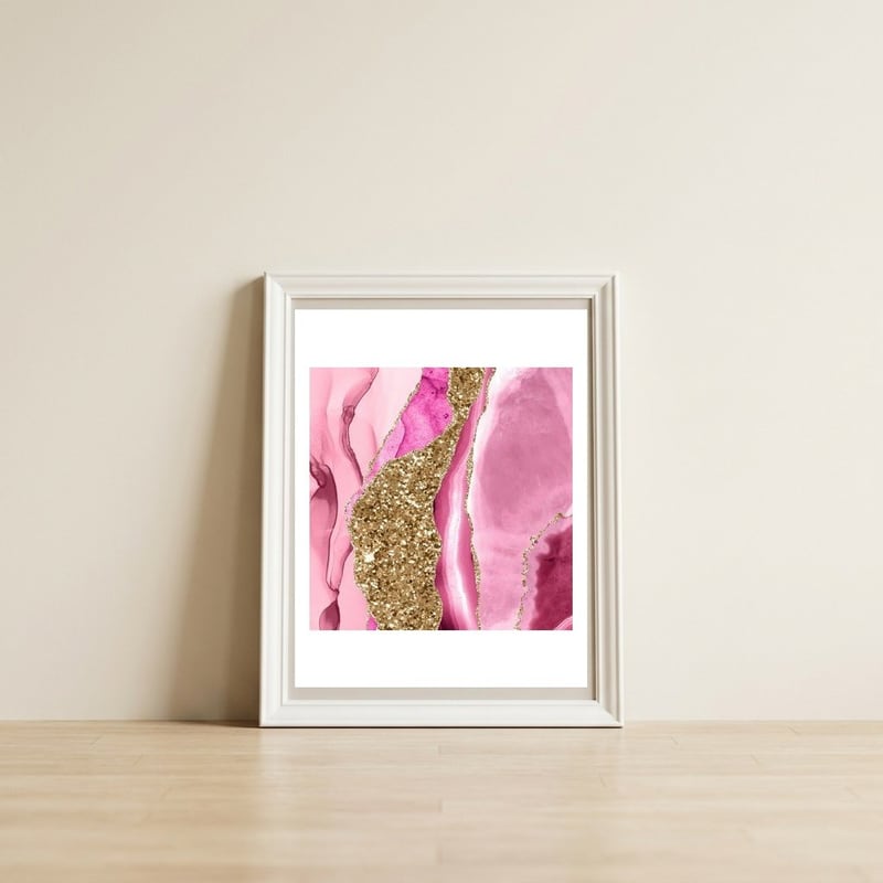 Agate Glitter Dazzle Texture 10 — framed, leaning against the wall
