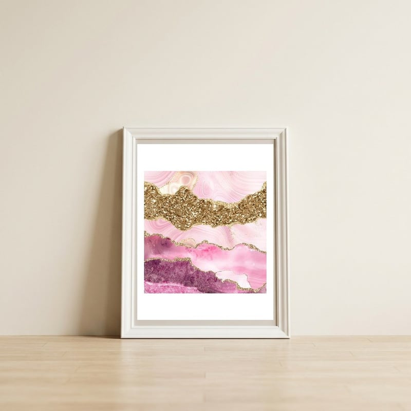 Agate Glitter Dazzle Texture 18 — framed, leaning against the wall