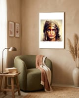 golden-warrior-woman-portrait framed in a tender room thumbnail