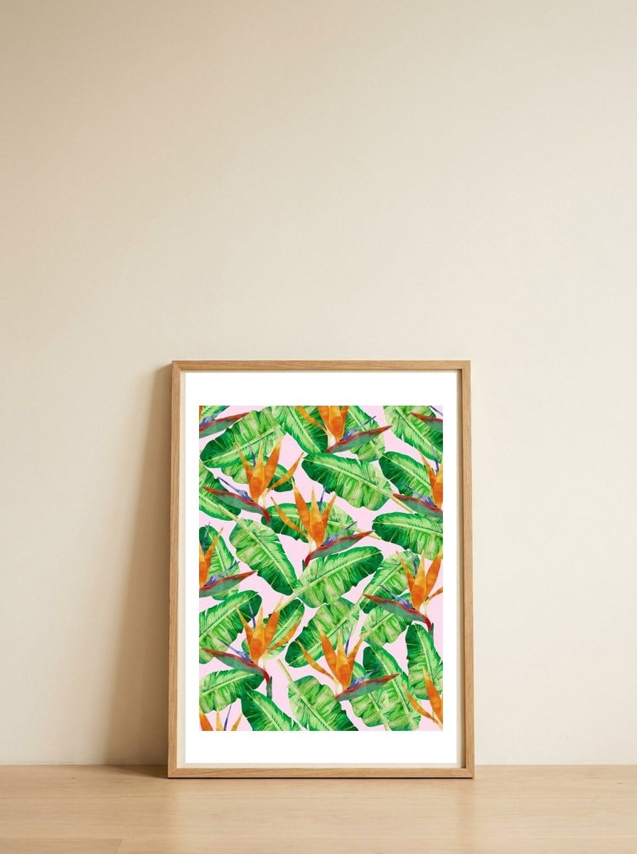 Tropical and exotic II — framed, leaning against the wall