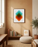 Squares gradients framed in a gentle room thumbnail