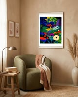 A Beautifully Dark Mind, Botanical Nature Jungle Garden, Eclectic Bohemian Vintage Plants Illustration framed in a tender room thumbnail