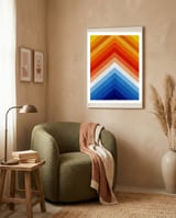 Orange and blue gradient IV framed in a tender room thumbnail
