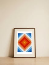 Orange and blue gradient II — framed, leaning against the wall thumbnail