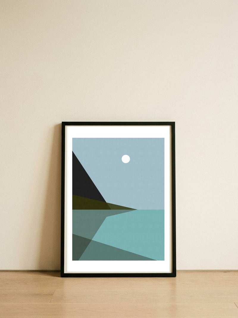 Geometric landscape IX — framed, leaning against the wall