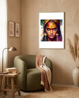 fiery-gaze-hindu-portrait framed in a tender room thumbnail