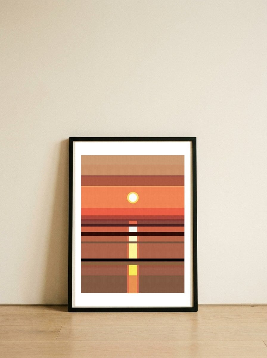 Geometric landscape VIII — framed, leaning against the wall