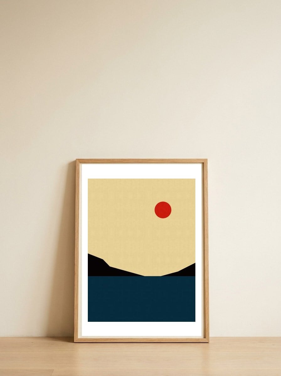 Geometric landscape VII — framed, leaning against the wall