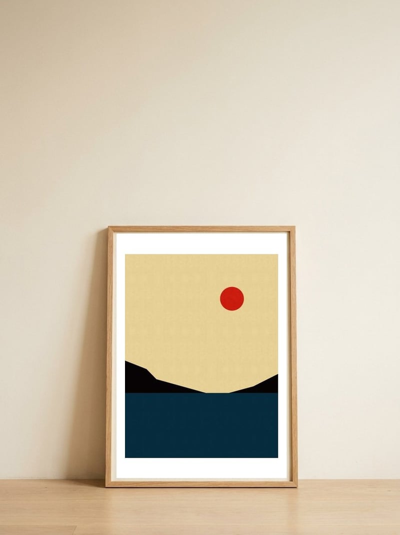 Geometric landscape VII — framed, leaning against the wall