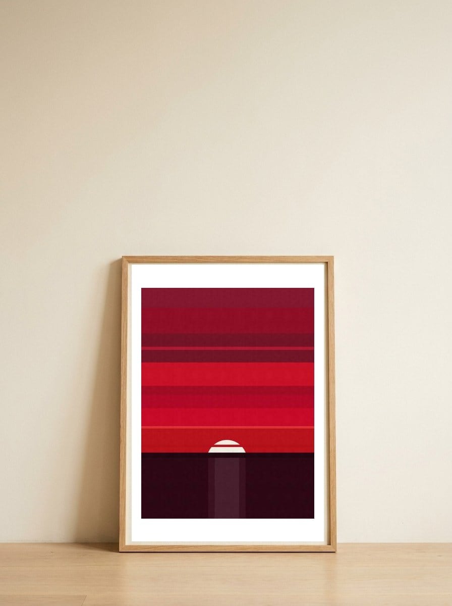 Geometric landscape VI — framed, leaning against the wall