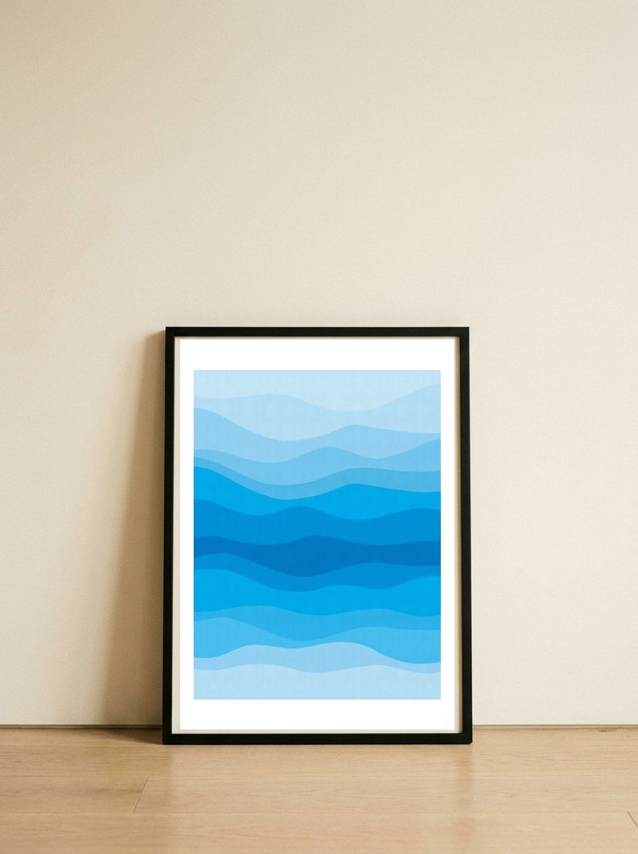 Geometric landscape II — framed, leaning against the wall