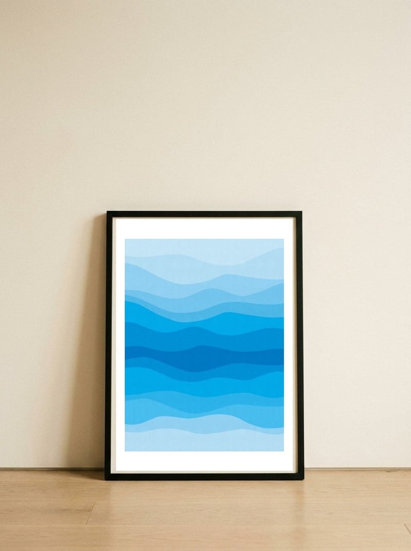 Geometric landscape II — framed, leaning against the wall