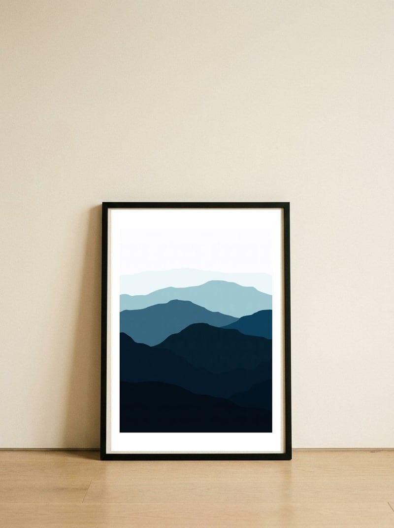 Geometric landscape XVIII — framed, leaning against the wall