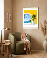A Peek Ahead, Travel Ocean Beach Sea Tropical, Architecture Arch Boat Summer, Bougainvillea Eclectic Bohemian framed in a tender room thumbnail