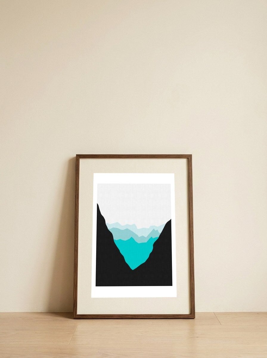 Geometric landscape XIII — framed, leaning against the wall