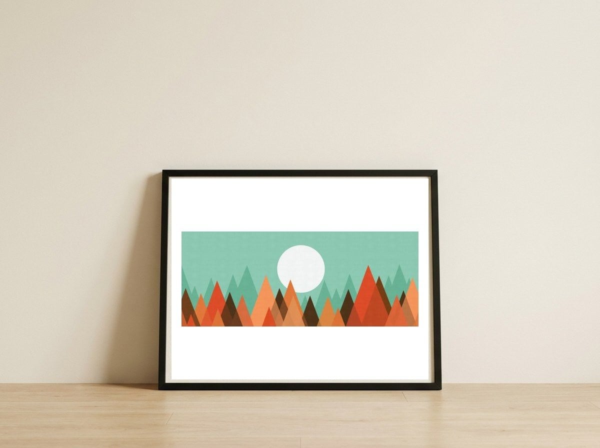 Geometric landscape XXVII — framed, leaning against the wall