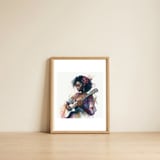 white-electric-guitarist-portrait — framed, leaning against the wall thumbnail