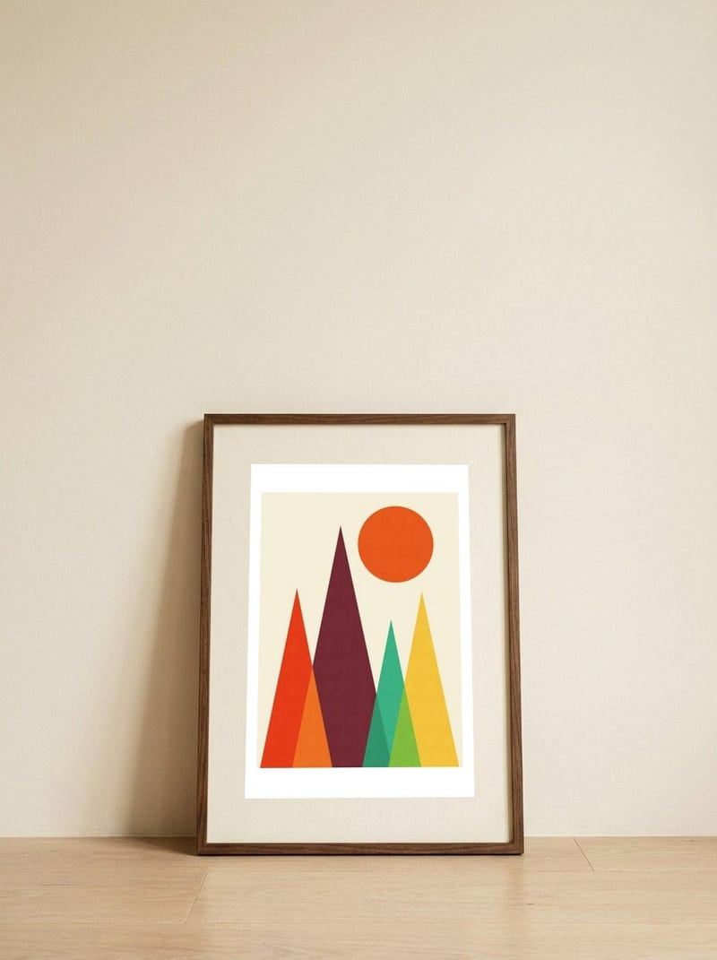 Geometric landscape XXIII — framed, leaning against the wall