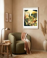 Pastel Garden, Botanical Nature Plants Jungle, Bohemian Eclectic Forest Illustration framed in a tender room thumbnail