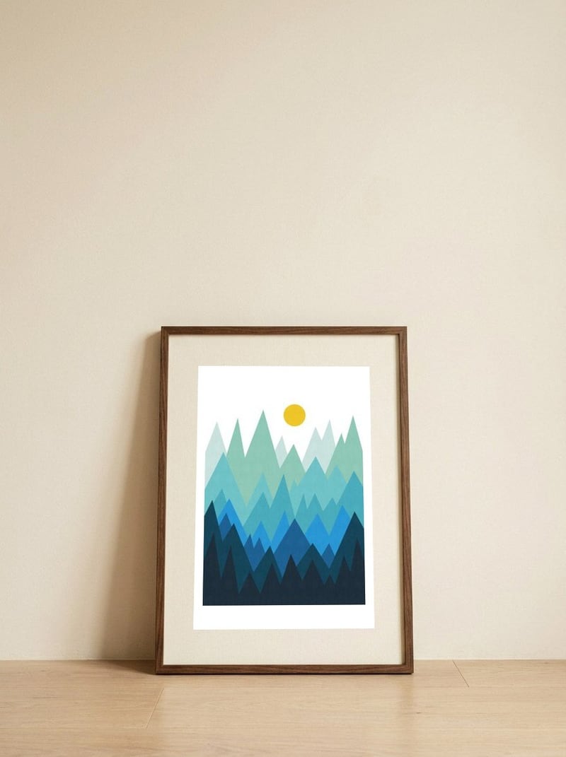 Geometric landscape XXII — framed, leaning against the wall