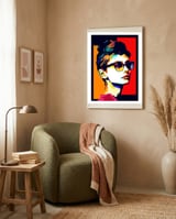Audrey Hepburn Hollywood Star Pop Art WPAP framed in a tender room thumbnail