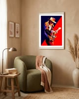 Stevie Ray Vaughan Rock Blues Guitarst Pop Art WPAP framed in a tender room thumbnail