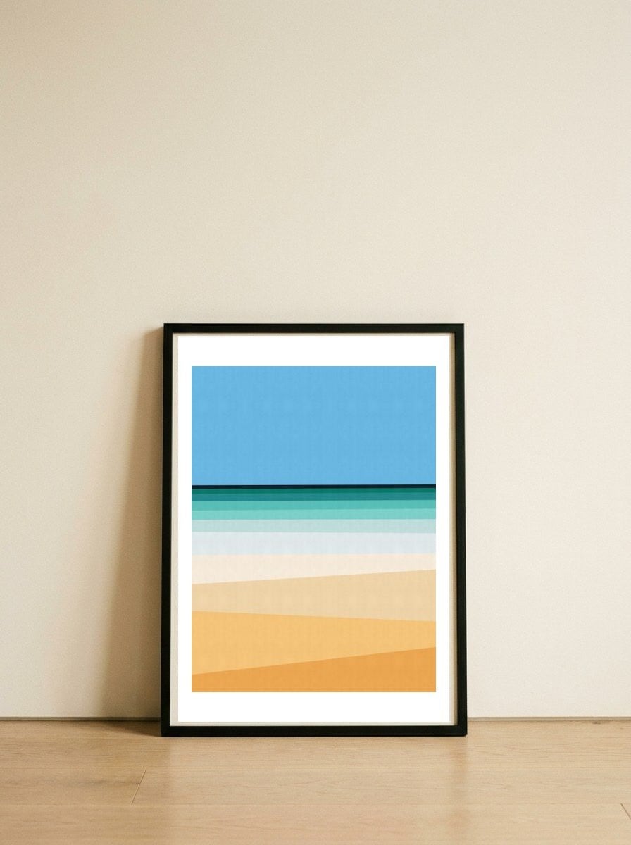 Geometric landscape XIX — framed, leaning against the wall