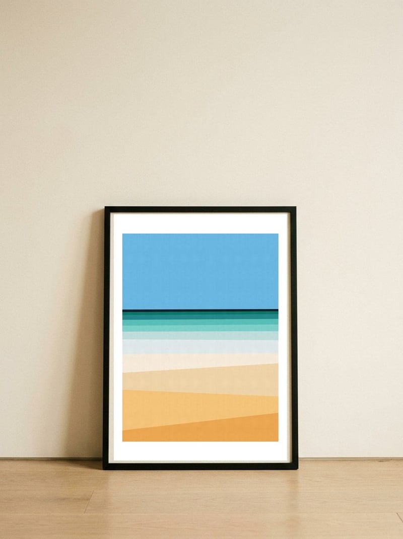 Geometric landscape XIX — framed, leaning against the wall