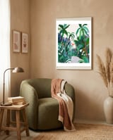 The Urban Jungle Route, Botanical Tropical Nature Plants, Forest Bohemian Eclectic Trees, Exotic Garden Palm Travel Boho framed in a tender room thumbnail