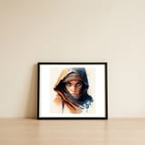 tuareg-woman-watercolor-portrait — framed, leaning against the wall thumbnail