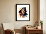 tuareg-woman-watercolor-portrait framed in a focused room thumbnail