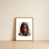 tuareg-woman-indigo-face-paint — framed, leaning against the wall thumbnail