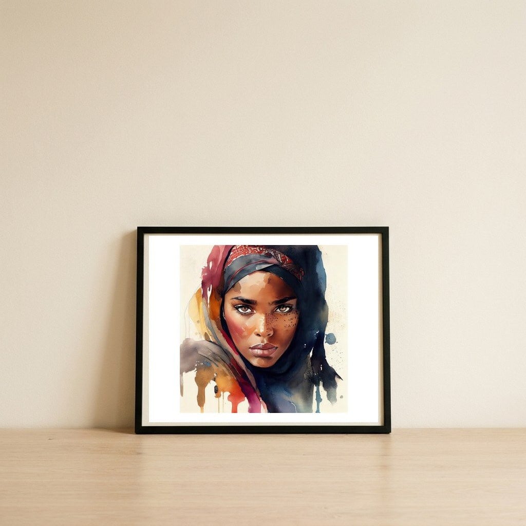 tuareg-woman-freckled-gaze — framed, leaning against the wall