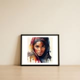 tuareg-woman-freckled-gaze — framed, leaning against the wall thumbnail