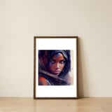 indigo-veil-tuareg-woman-watercolor-portrait — framed, leaning against the wall thumbnail