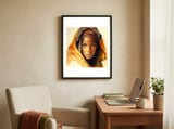 golden-tuareg-woman-watercolor-portrait framed in a focused room thumbnail