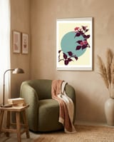 Pink flowers on a blue moon framed in a tender room thumbnail