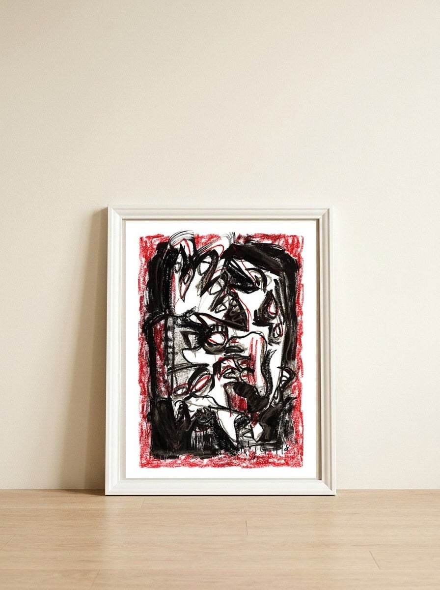 Emotions - b&w — framed, leaning against the wall