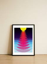 Geometric sun — framed, leaning against the wall thumbnail