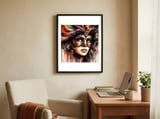watercolor-carnival-feathered-mask-woman framed in a focused room thumbnail
