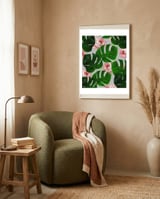 Monstera & Rose Pattern framed in a tender room thumbnail