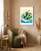 Grass Is Greener Wherever It Is Loved Positivity Nature Landscape Snow, Winter Mountains Painting Forest, Wild Travel Adventure framed in a tender room thumbnail