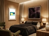 Geometric Shapes No. 3 - teal, purple & yellow framed in a luxurious room thumbnail
