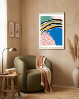 Abstract Pink Blue Dreamy Painting framed in a tender room thumbnail